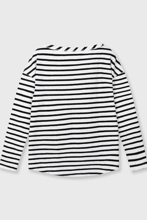 10Days Ecru/Black long sleeve tee stripes