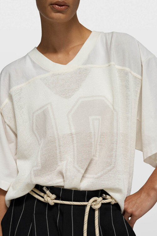 10Days Ecru mesh baseball tee
