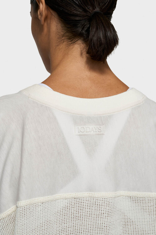 10Days Ecru mesh baseball tee