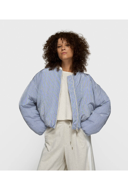 10Days White Blue bomber jacket stripes