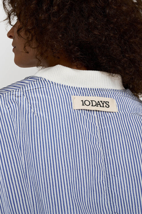 10Days White Blue bomber jacket stripes