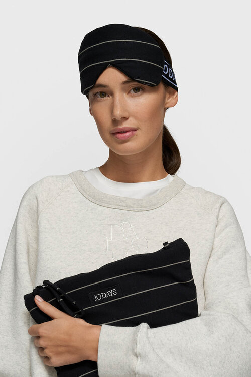 10Days Black fleece eye mask stripes