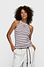 10Days white/dark truffle tank top rib stripes