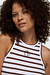 10Days white/dark truffle tank top rib stripes