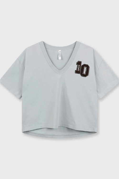 10Days Clean Blue thick cotton v-neck tee