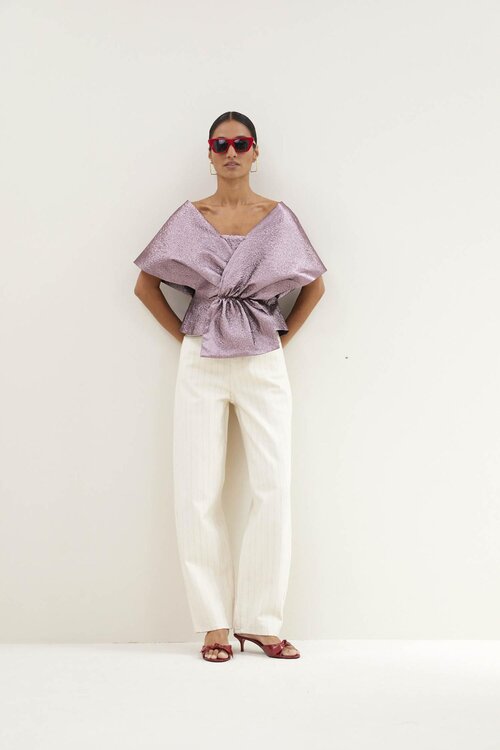 By Bar Lila Simone Metallic Top