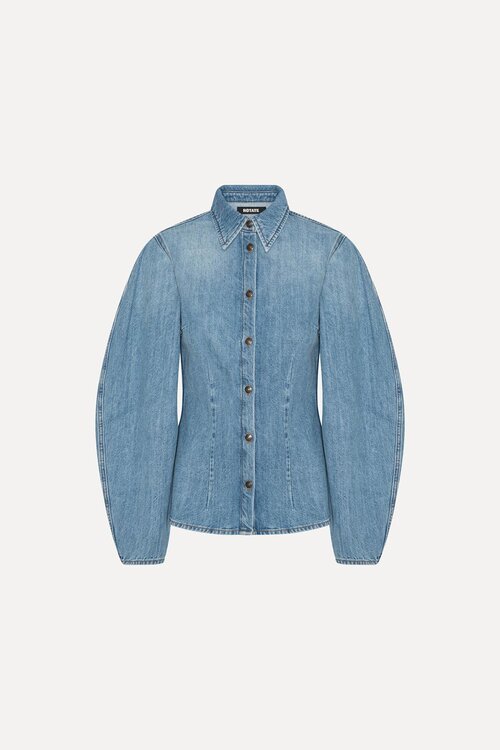 Rotate Blauwe Denim Fitted Shirt