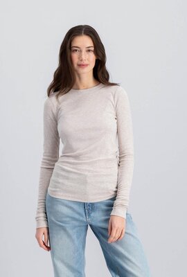 Neeve Beige Rib Shirt Lange Mouw