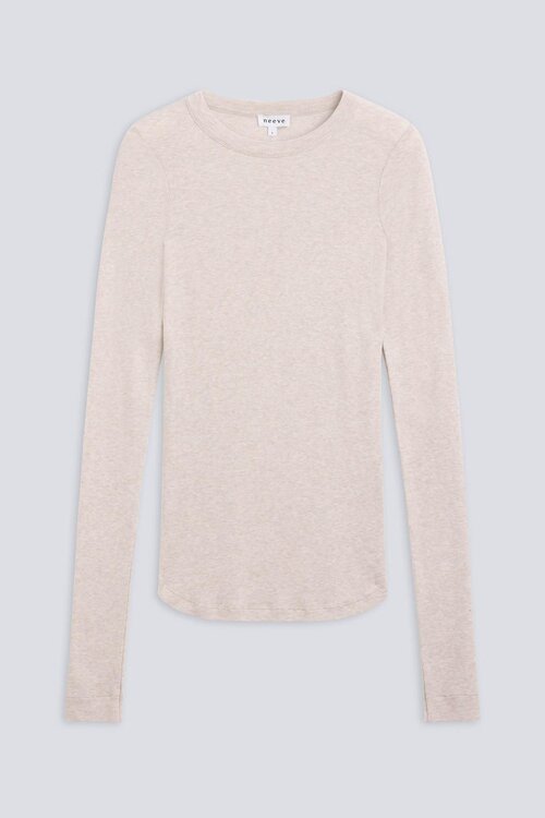 Neeve Beige Rib Shirt Lange Mouw