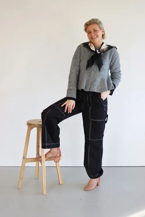 Second Female Grey melange Hiva Peplum Knit Caridgan