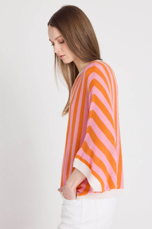 Absolut Cashmere Roze Nettie trui streep