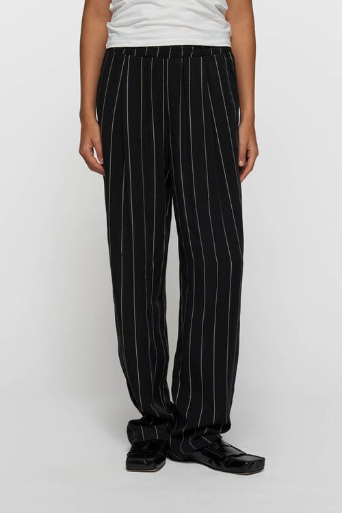 10Days Black flowy pants pinstripe