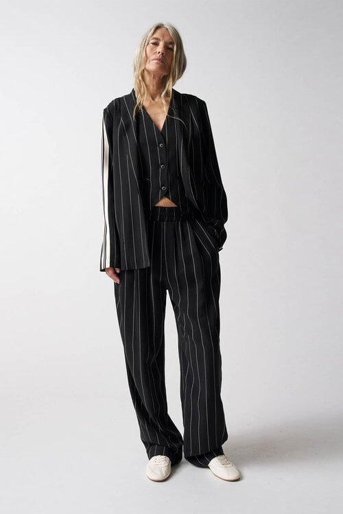 10Days Black flowy pants pinstripe