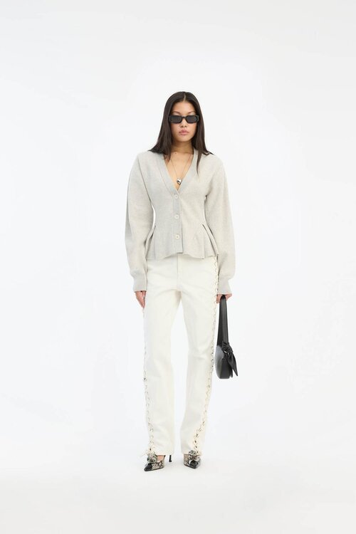 Rotate White Loose Fit Laced Jeans