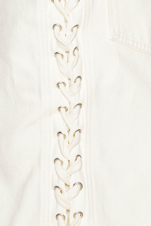 Rotate White Loose Fit Laced Jeans