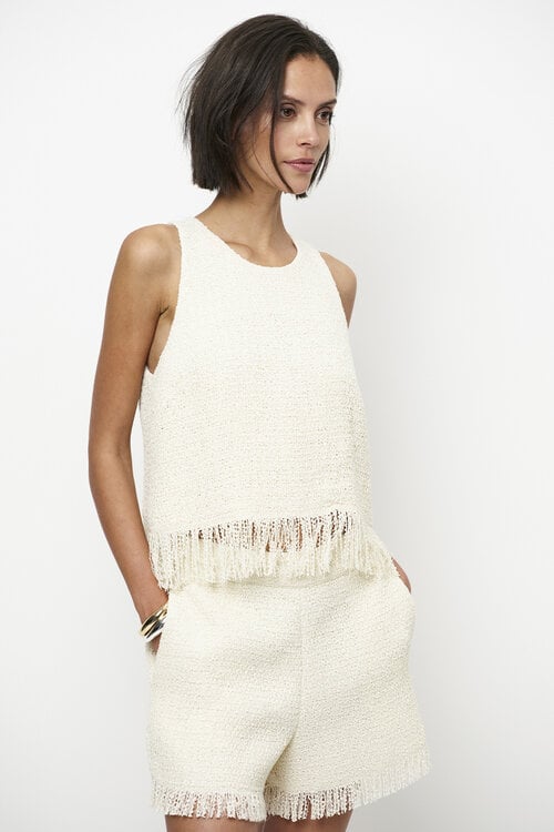 Dante 6 Off White Nolise Fringe Boucle Top