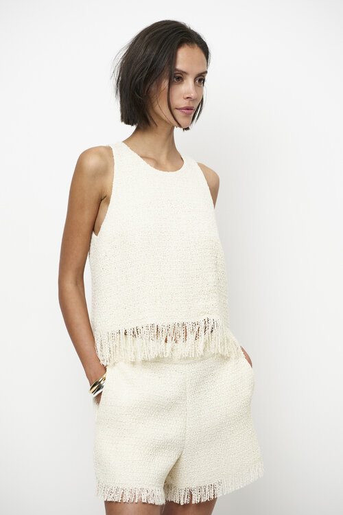 Dante 6 Off White Nolise Fringe Boucle Top