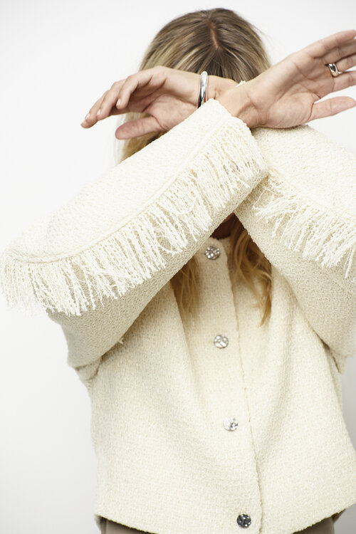 Dante 6 Off White Vale Fringe Boucle Jacket