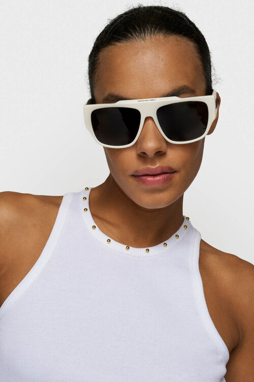 10Days White tank top rib pearls