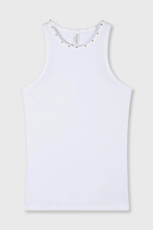 10Days White tank top rib pearls
