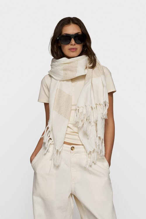 10Days Ecru scarf cotton lurex