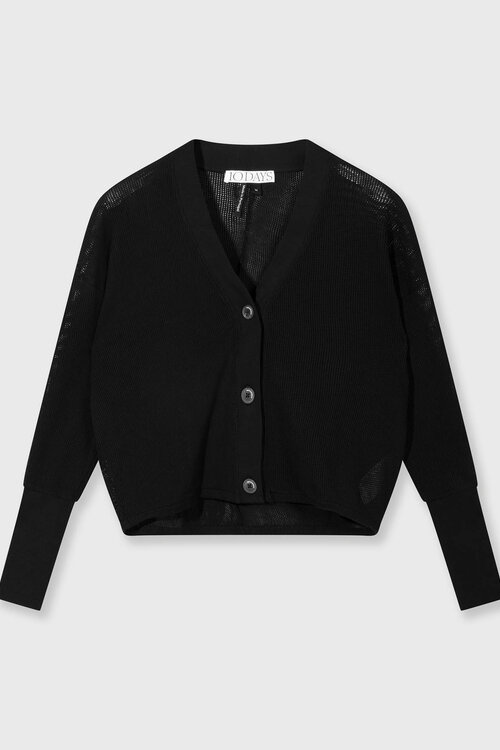 10Days Black v-neck cardigan mesh