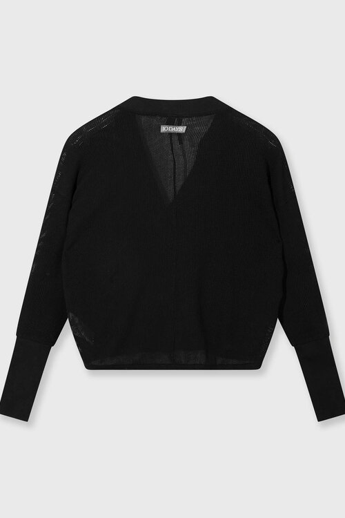 10Days Black v-neck cardigan mesh