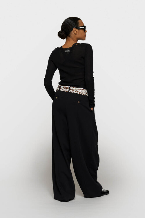 10Days Black long sleeve tee mesh