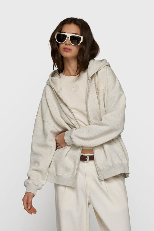 10Days Soft white melee zip cardigan