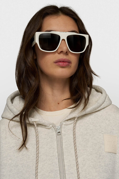 10Days Soft white melee zip cardigan