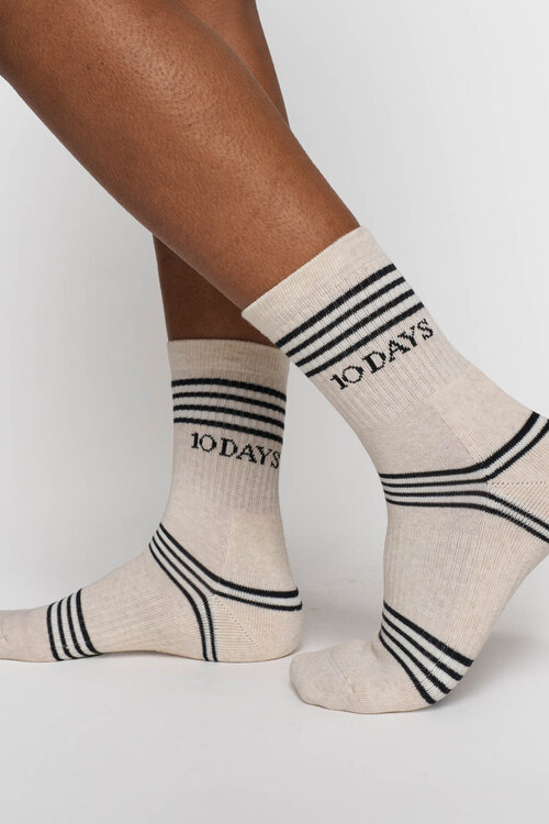 10Days Soft white melee socks stripes