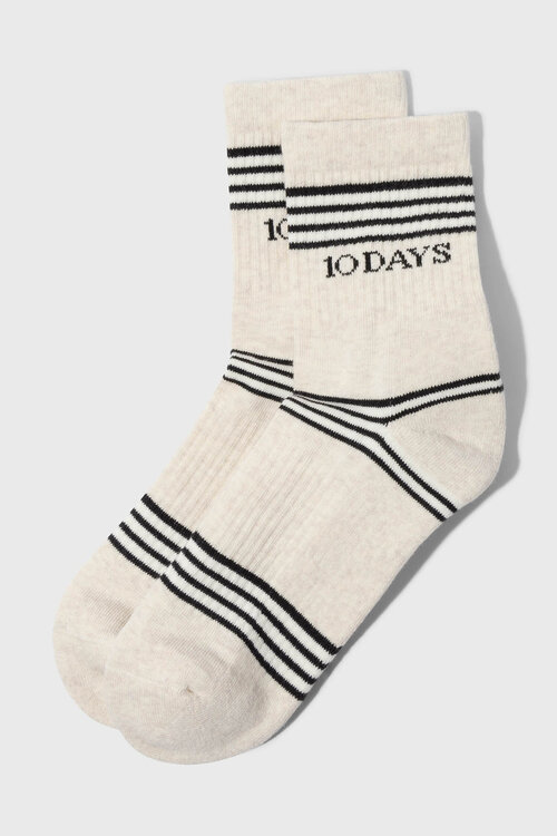 10Days Soft white melee socks stripes