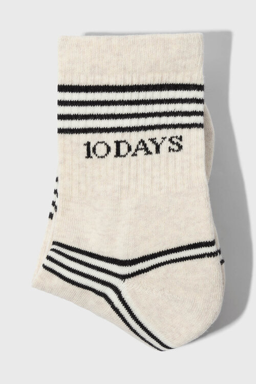 10Days Soft white melee socks stripes