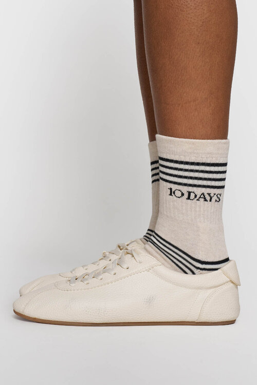 10Days Soft white melee socks stripes