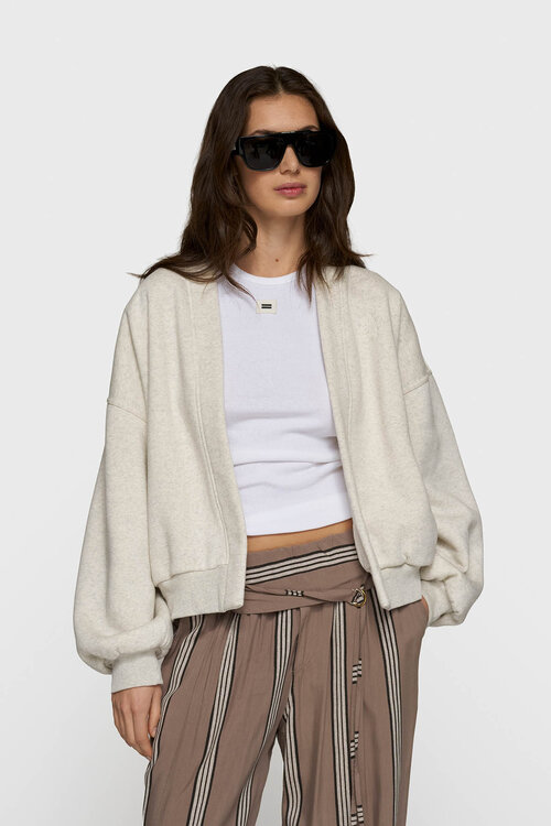 10Days Soft white melee fleece bomber