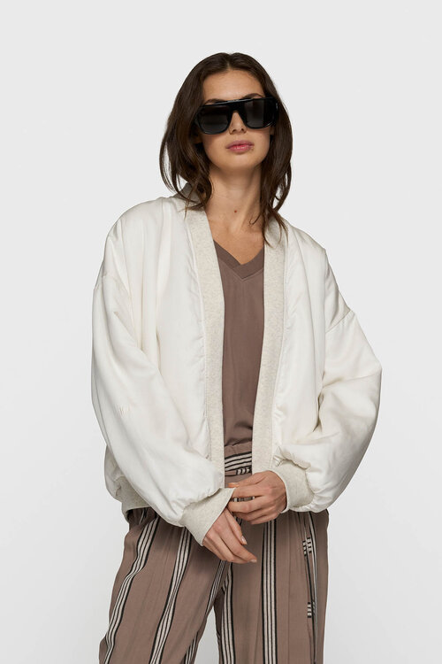 10Days Soft white melee fleece bomber