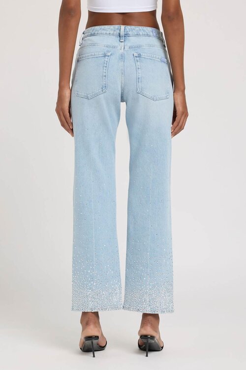 7 For All Mankind Light Blue Calie Straight With Crystals