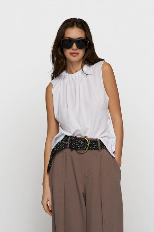 10Days White pleated top jersey