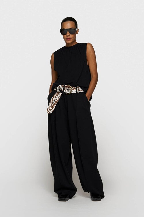 10Days Black pleated top jersey