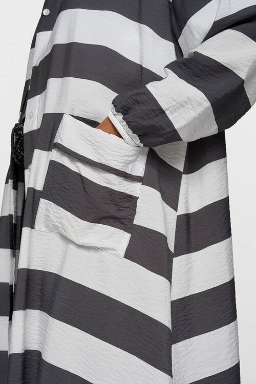 10Days Brown/White a-line dress stripes