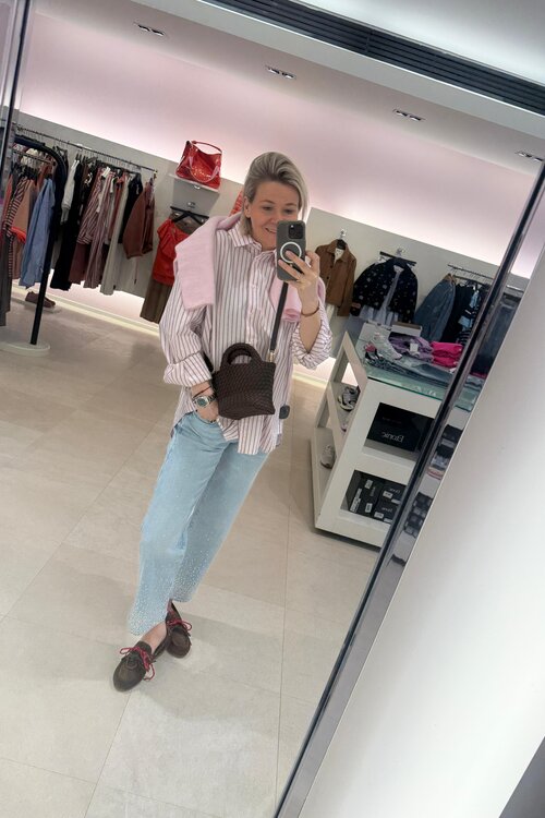 7 For All Mankind Light Blue Calie Straight With Crystals