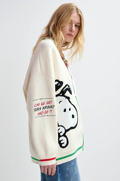 Essentiel Antwerp Off White Snoopy Embo Cardigan
