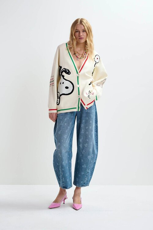 Essentiel Antwerp Off White Snoopy Embo Cardigan
