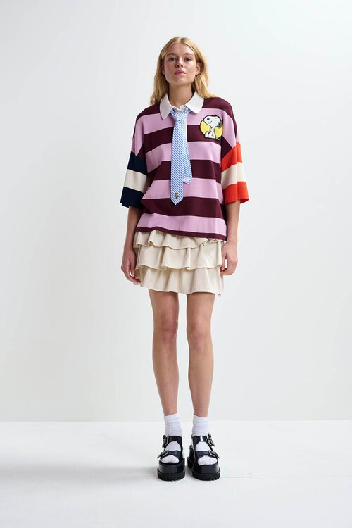 Essentiel Antwerp Bordeaux Striped Embo Polo