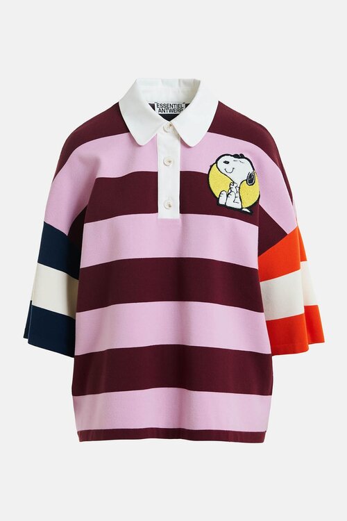 Essentiel Antwerp Bordeaux Striped Embo Polo