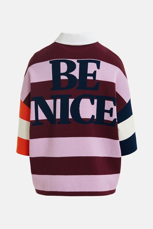 Essentiel Antwerp Bordeaux Striped Embo Polo