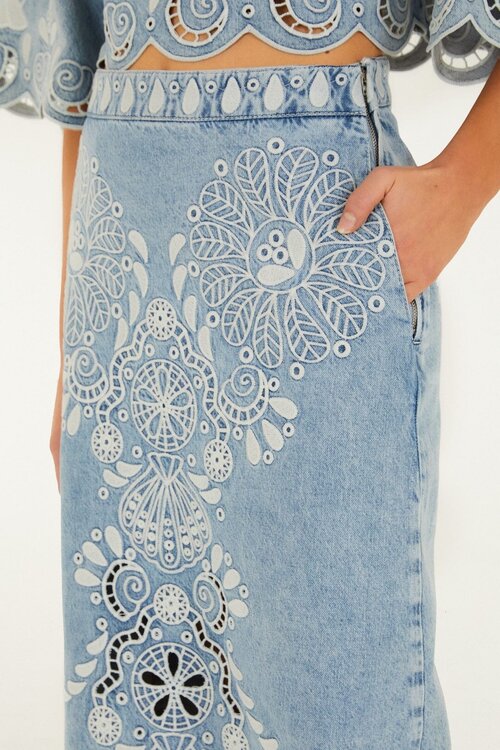 Farm Rio Blauw Midi Skirt