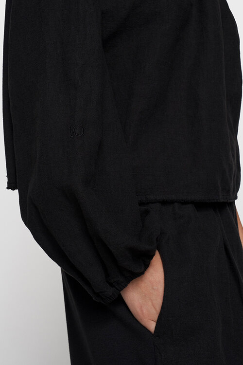 10Days Black one shoulder top linen