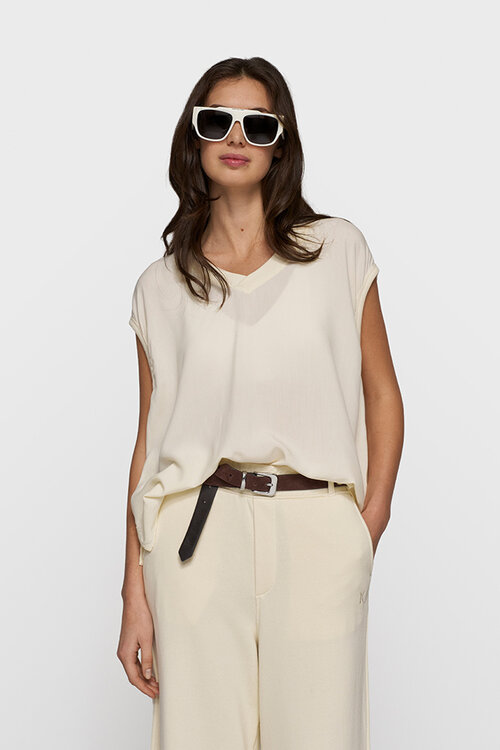 10Days Vanilla v-neck top viscose