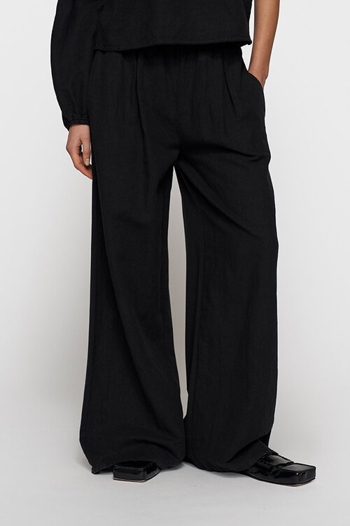 10Days Black flowy pants linen
